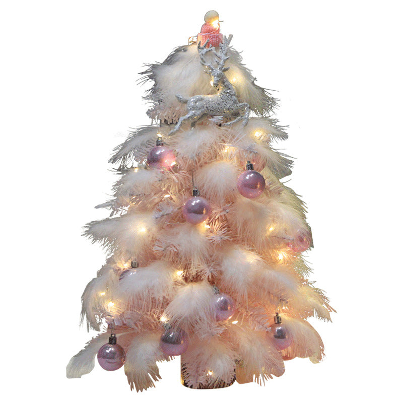 Christmas Ornament Desktop Small Tree Christmas Tree Pink Feather Decoration Tree