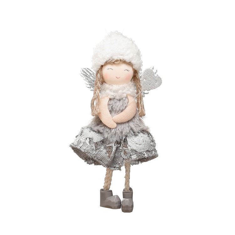 Christmas Lace Angel Doll Christmas Tree Small Pendant Lift Snowflake Girl Christmas Show Window Decorations Accessories